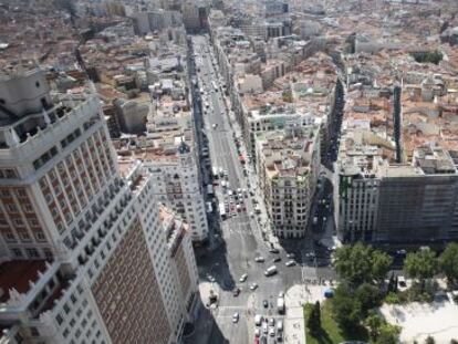 Vista de la plaza de Espa&ntilde;a de Madrid. 