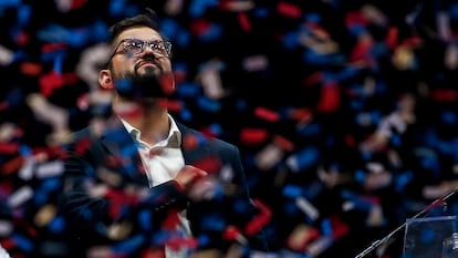 Gabriel Boric, durante la celebración del triunfo electoral en Santigo.