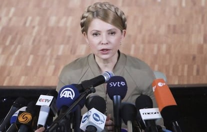 A candidata à Presidência Yulia Timoshenko em Donetsk.