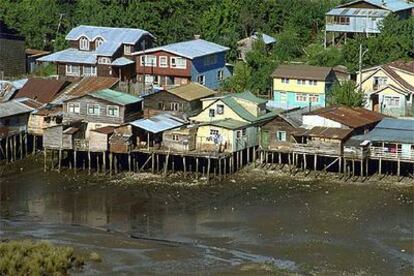 Palafitos en Castro, en la isla de Chiloé.