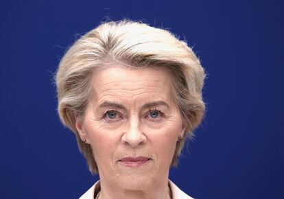 Ursula von der Leyen, durante una rueda de prensa en Bruselas este miércoles.  