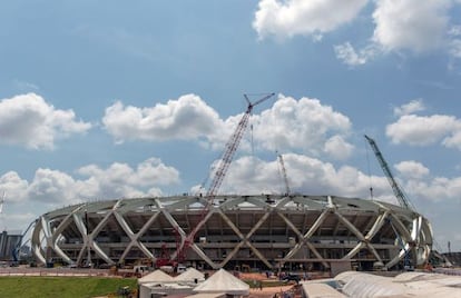 A obra da Arena Amaz&ocirc;nia, em Manaus.