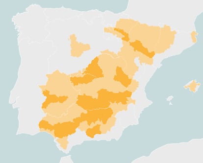 Mapa de niveles de riesgo para el jueves 18