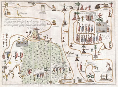 Mapa de la migración azteca de Aztlán a Chapultepec.