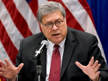 O procurador-geral dos Estados Unidos, William Barr, durante ato público em Saint Louis (Missouri), em 15 de outubro.