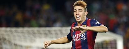 Munir celebra un gol amb el Barça