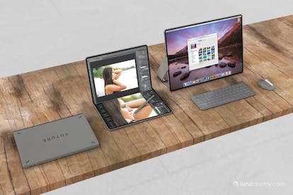 Diseño de concepto de iPad plegable.