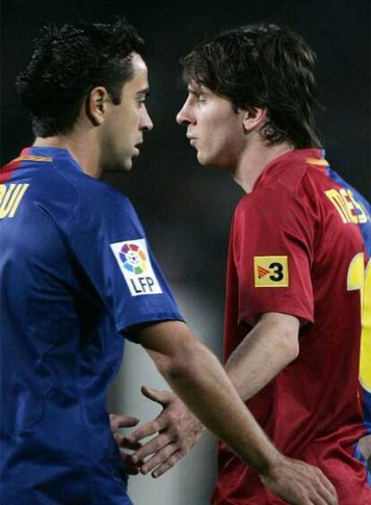 Xavi y Messi, en el Barça-Atlético de esta temporada.