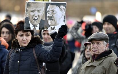 Protesters in Helsinki, Finland, in January 2017.