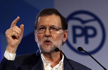 Mariano Rajoy durante su intervenci&oacute;n en un acto de clausura del XIV congreso del PPC. 