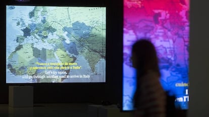 Obras de 'The Mapping Journey Project' de la artista Bouchra Khalili en el Centro Andaluz de Arte Contemporáneo (CAAC).