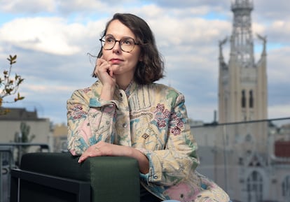 The art historian Stéphany Onfray, on a roof in the center of Madrid, on March 26.