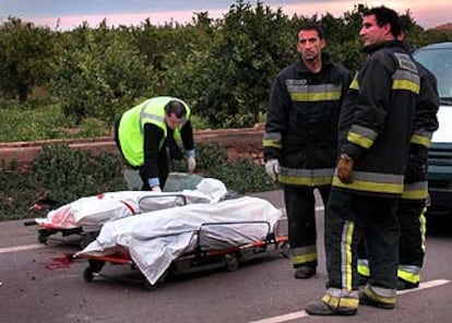 Los cuerpos de dos de las cuatro víctimas del accidente de Alqueries.