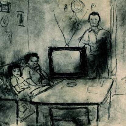 Dibujo de la serie <i>1936-1975,</i> de Xisco Mensua, correspondiente al año 1963.