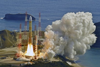 An H3 rocket lifts off from Tanegashima Space Center in Kagoshima, southern Japan Tuesday, March 7, 2023.