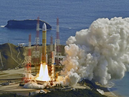 An H3 rocket lifts off from Tanegashima Space Center in Kagoshima, southern Japan Tuesday, March 7, 2023.