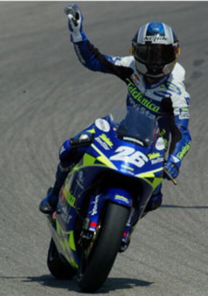 Dani Pedrosa celebra su victoria en el circuito de Sachsenring.