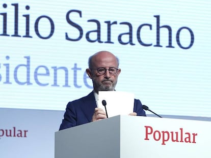 Emilio Saracho, durante la Junta de Accionistas de la entidad.