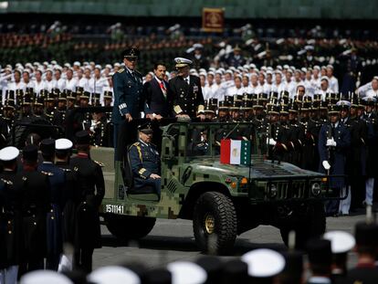 El expresidente Enrique Pena Nieto en el desfile militar, en 2016.