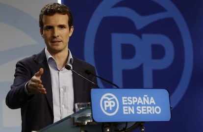 Pablo Casado, en roda de premsa dimarts passat.