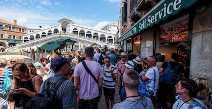 Tourists in Venice, last January.