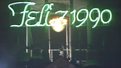 Un instante de la emisión de las campanadas de 1990 en TVE.