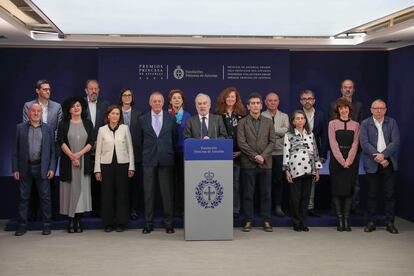 The jury of the Princess of Asturias Award for Letters 2024, chaired by Santiago Muñoz Machado, in the center. 