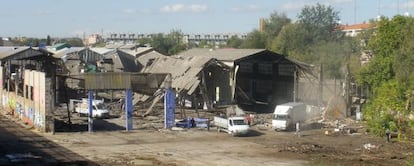 Aspecto actual de la nave de la extinta empresa de ferrocarriles Tafesa.