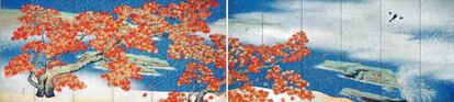 'Autumm leaves', una de las piezas maestras de Yokoyama Taikan expuestas en el Adachi Museum.