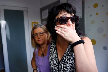 Juana Rivas, a su llegada al punto de encuentro familiar, este martes en Granada.