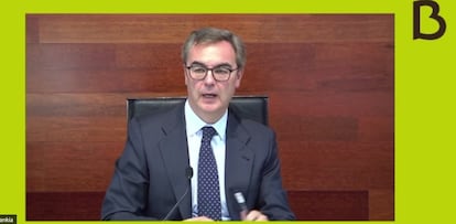 CEO de Bankia, José Sevilla, en la presentación de resultados del primer semestre de 2020.
EUROPA PRESS
28/07/2020