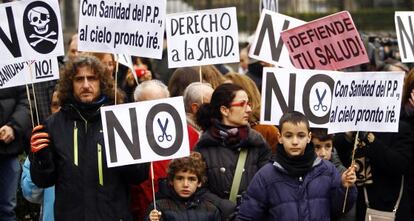 Una manifestación en defensa de la sanidad el pasado enero.