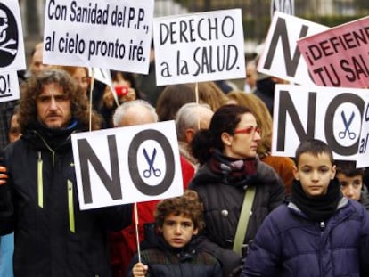 Una manifestación en defensa de la sanidad el pasado enero.