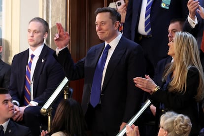 Elon Musk recibe el aplauso de los republicanos durante el discurso al Congreso de Donald Trump, el martes en el Capitolio.