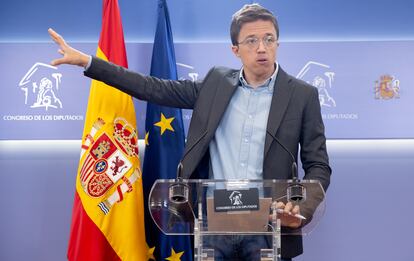 Errejón, en mayo en una rueda de prensa en el Congreso.