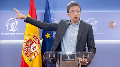 Errejón, en mayo en una rueda de prensa en el Congreso.