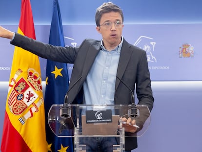 Errejón, en mayo en una rueda de prensa en el Congreso.