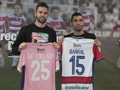 Granada apresenta o goleiro Jesús Fernández (esq.), que chegou por empréstimo, e o atacante David Barral.