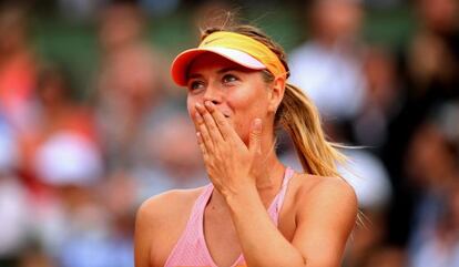 Sharapova hace un gesto durante su partido.