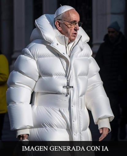 Imagen del Papa con un abrigo de Balenciaga generada con IA.