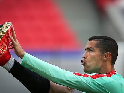 Cristiano Ronaldo en el último entrenamiento antes del debut contra México.