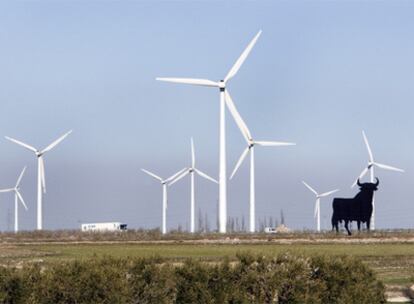 Molinos de viento en La Muela, provincia de Zaragoza.