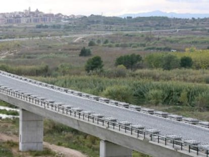 Obras del corredor del Mediterr&aacute;neo en Perafort (Tarragona).