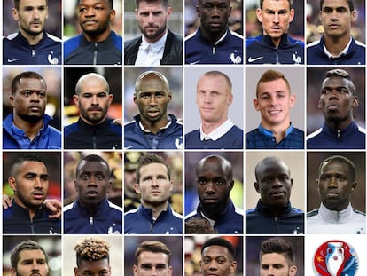 Los 23 convocados por Deschamps para la Eurocopa de Francia 2016.