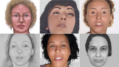 Retratos de las mujeres fallecidas cuyos casos la Policía Nacional intenta identificar y que forman parte de la campaña Identify Me de Europol.