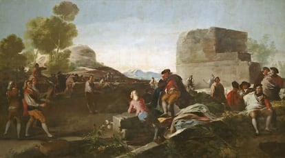 'El juego de pelota a pala' (1779). Goya fue uno de los artistas con el encargo de decorar los reales sitios con motivos alegres.