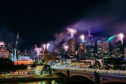 Celebraciones por la llegada del Año Nuevo en Melbourne (Australia). 