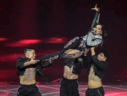 Chanel, durante la actuación en el festival de Eurovisión, este sábado.