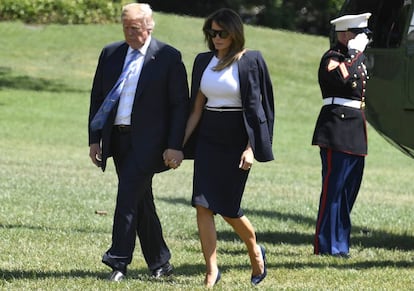 Donald Trump y Melania Trump en los jardines de la Casa Blanca el pasado 18 de julio.