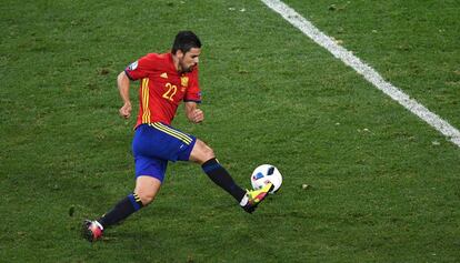 Nolito marca el seu gol a Turquia.